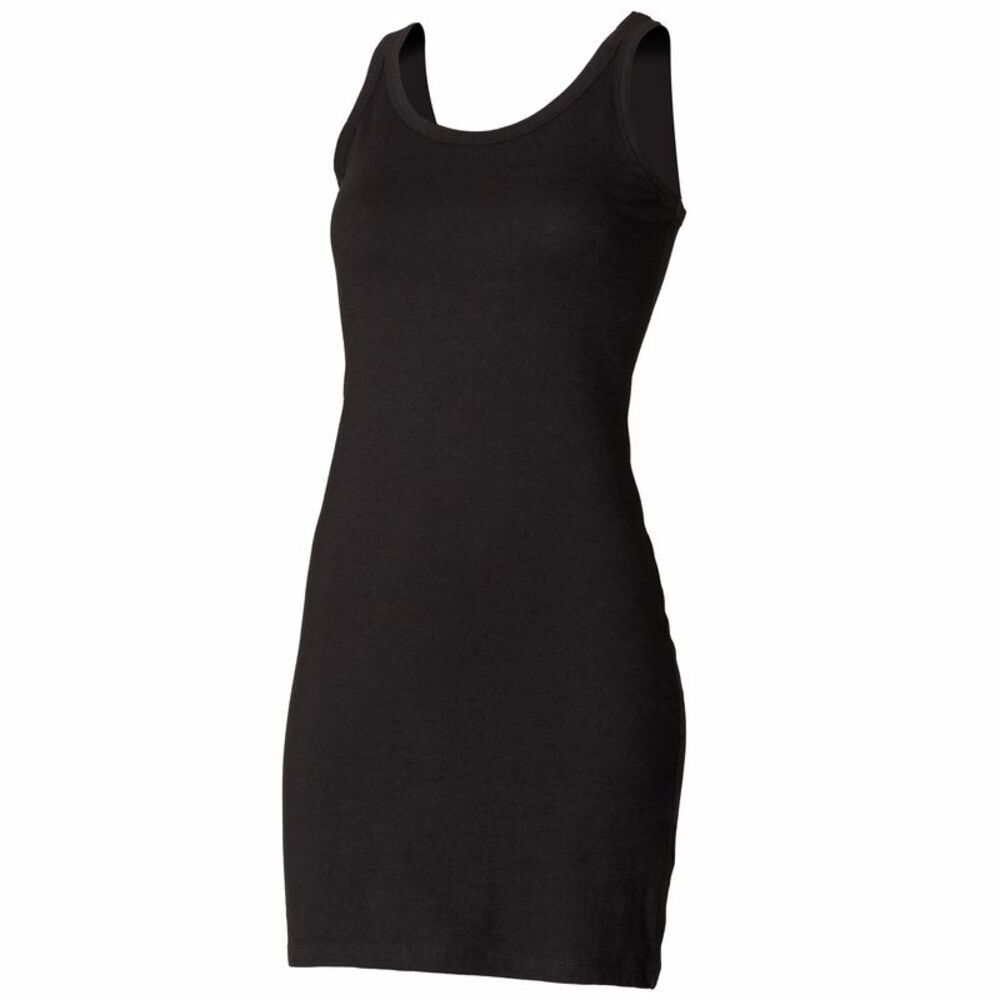 Skinni Fit Women's Extra Long Stretch Tank Top / Vest / Black